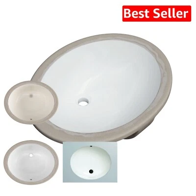 Sleek Vitreous China Undermount Sink - 19.5" Oval Bathroom Elegance in White