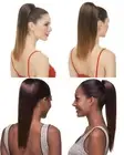 18" LONG STRAIGHT HAIR PONYTAIL HAIRPIECE TOPPER DRAWSTRING CHEERLEADERS DANCERS