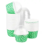 50 Set Cupcake Liners with Dome Lids, Muffins Liners Wrappers, Green