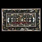 4'x2' black marble dining center table Top pietra dura inlay wall panel decor
