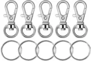 100 Pcs Metal Swivel Lanyard Snap Hook with Key Rings (Silver)