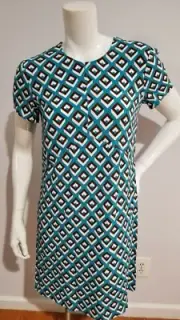 NEW DIANE VON FURSTENBERG CARLOTTA GEOMETRIC MINI ROUND NECK DRESS SIZE S