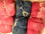 ROVING Wool Camel Silk Merino Spinning Fiber Blue and Pink 10.5 oz LANDES LAMB