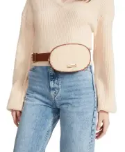 Steve Madden Women’s Faux-Shearling Oval Belt Bag – Cognac, Large