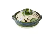 Banko ware 2-3ppl Donabe Cute Rabbit Full Moon Green Clay Pot Japan