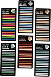 KALLORY 6 Pack Bright Sticky Page Markers Tabs for Books Reading Notebook Index Strips