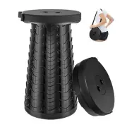 Folding Stool Fishing Round Chair Retractable Telescopic Camping Portable Black