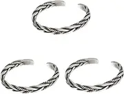 SHERCHPRY 3 Pcs Braided Silver Bracelet Silver Cuff Bangle Wrist Jewelry Open Bracelet Bangle Trendy Decor Silver Mens Bracelet Open Braided Bangle Woven Bracelets for Women S925 Silver