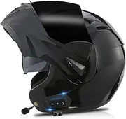 Integrated Bluetooth Helmet Modular Motorcycle Helmet Flip Up Motorbike Helmet Double Sun Visor Full Face Helmet DOT/ECE Approved for Adults Men Women C,L=59-60CM