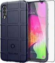 [Asuwish] Phone Case for Samsung Galaxy A70 with Tempered Glass Screen Protector Cover and Slim Thin Hard Mobile Film Rugged TPU Protection Cell Accessories Protective A70S A 70 70A S70 Women Men Blue