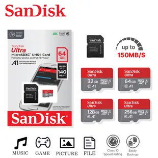 存儲卡 Sandisk Micro SD 卡 Class10 原裝 32GB 64GB 128GB 256GB UHS-