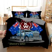 Kenworth Truck Quilt Doona Duvet Cover Pillow Case Set