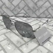 NWT West Loop Silver Aviator Sunglasses 46577CALSLV Metal Frame 100% UVA-UVB