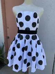 Betsey Johnson Dress Polka Dot Sequence Deadstock Mini Bubble Dress Size 4