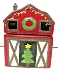 Rustic Christmas Holiday Red Barn Ceramic Cookie Jar