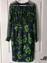 PHASE EIGHT Women's Floral Pencil Midi Dress Sheer Sleeves Size 10 BNWT RRP $340