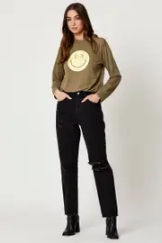 Green Smiley Face Sweater - Size S, Women's Trial Jersey