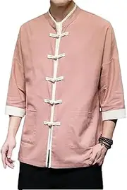 [Generic] Chinese Style Cotton and Linen Shirt, Retro Large Size Stand Collar Jacket, Spring Long-Sleeved Tang Suit