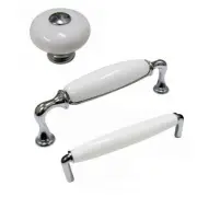 Kitchen cabinet handles chrome cupboard drawer door furniture Porcelain hampton