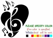MUSIC NOTE HEART Vinyl Decal Sticker Car Window Bumper Wall Laptop 7"