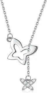 [Generic] Butterfly Double Pendant Necklace Inlaid 5a Cubic Zircon Female fine Jewelry Made in China