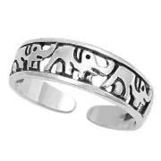 Sterling Silver Toe Ring For Woman, Elephants, Open Adjustable Toe Jewelry, USA