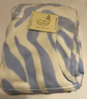 Bean Sprout Baby Blanket Blue Animal Striped 30” X 36” NWT