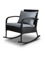 [Gardeon] Outdoor Furniture Rocking Chair Wicker Garden Patio Lounge Setting Black