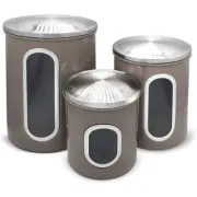 3-Piece Sealed Canister Set 8&12&16oz See-Through Design for Easy Viewing Brown