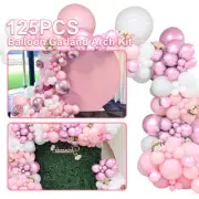 125Pcs Balloon Arch Kit Pink Balloons Garland Arch Set with Balloon Chain FasbK