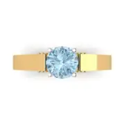1.7 Round Natural Aquamarine Promise Designer Bridal Wedding Ring 14k2 tone Gold