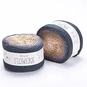 1 Skein/Pack Yarnart Flowers Gradient Yarn, Each Ball 8.8 Oz (250gr) / 1094 Yards (1000m), 55% Cotton 45% Acrylic, Superfine Fingering Weight for Knitting and Crochet, 297 - Dark Gray Cream