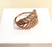 Pandora Light As A Feather Ring Rose Gold CZ #180886CZ +Polish Cloth +Gift Box