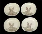 4 Inhomestylez Embossed Shiny Bunnies Matte Uneven 5-7/8" Tan Appetizer Plates
