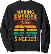 [X.Style] Making America Great Since 2001 Vintage 22nd Birthday Sweatshirt ds1621 Sweatshirt (S) Black