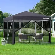 ALFORDSON 3m x 3m Gazebo Marquee Canopy with Carry Bag & 4 Mesh Wall Panels Grey Color, Pop-up Pavilion Shelter Shade with Steel Frame for Wedding Party Camping