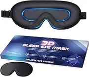 RELICE Sleep Eye Mask for Men and Women Zero Pressure Sleeping Eye Mask with Adjustable Strap Ultra Soft & Comfortable 3D Contoured Blackout Sleep Mask for Nap/Travel/Yoga/Sleeping/Shift Work/Meditation