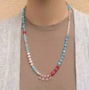 NEW SUNDANCE CHARM GEMSTONES HANDMADE NECKLACE AQUAMARINE PEARL JADE MOONSTONE
