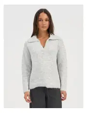 [ONLY] Maggie Split Neck Knit in Light Grey