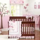 New 6 Pieces Baby Girls Pink Butterfly Cotton Nursery Cot Crib Bedding Sets