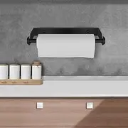 Kitchen Roll Holder Without Drilling, Kitchen Roll Holder Wall, Stainless Steel Paper Roll Holder, Kitchen Roll Dispenser, Kitchen Roll Holder, Storage Organiser, Wall Mounted (Black)