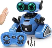 REMOKING Robot Toys for Boys Girls,Rechargeable Remote Control Robot with Gesture Control,Auto-Demonstration, Dance, Music, Shining LED Eyes,RC Robotics for Age 3 4 5 6 Year Old Kids Gifts(Blue)