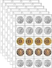 MUDOR 200 Pocket Coin Pages for Collectors, Standard 9-Hole Coin Collection Pages fit Most Binder, Coin Collecting Supplies, 10 Sheets Coin Sleeves for Coin, Stamp, Badges etc (20 Pocket -10 Sheets)