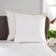 Plaza Collection White European Pillowcase Set - Gold Piping