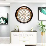 16" Vintage Antique Style Brass Wooden Wall Clock World Time Nautical Home Decor