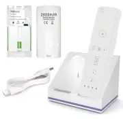 Wii Remote Charger, 2 in 1 Charging Station Charger Dock with 2 Pack 2800mAh ...