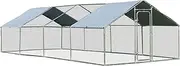 Costway Large Outdoor Metal Chicken Coop, Walk-in Hen Run House with Water-Proof Cover, Lockable Door, Large Space, PVC Wire Enclosure, Poultry Cage Habitat for Ducks, Rabbits in Backyard, Farm Use