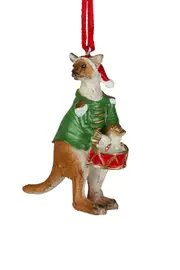 Aussie Christmas Hanging Decoration - Green Kangaroo - 8cm