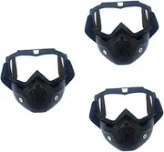 3pcs Helmet Goggles Detachable Mask Motor Glasses Motorbike Helmet Lens Motorcycle Face Mask