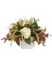 Creative Displays Modern Fall Centerpiece With Cream Hydrangeas & Red Ivy